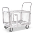 Platform Truck Cart with Cage 2-Door Design 7 in 1 Mutipurpose Handcart with 5" Wheel 39"x25" Large Uitility Cart, Mesh Plate w/Removalble Fence 6-Side, Load 2000lbs for Grocery/Laundry/Stall/Storage