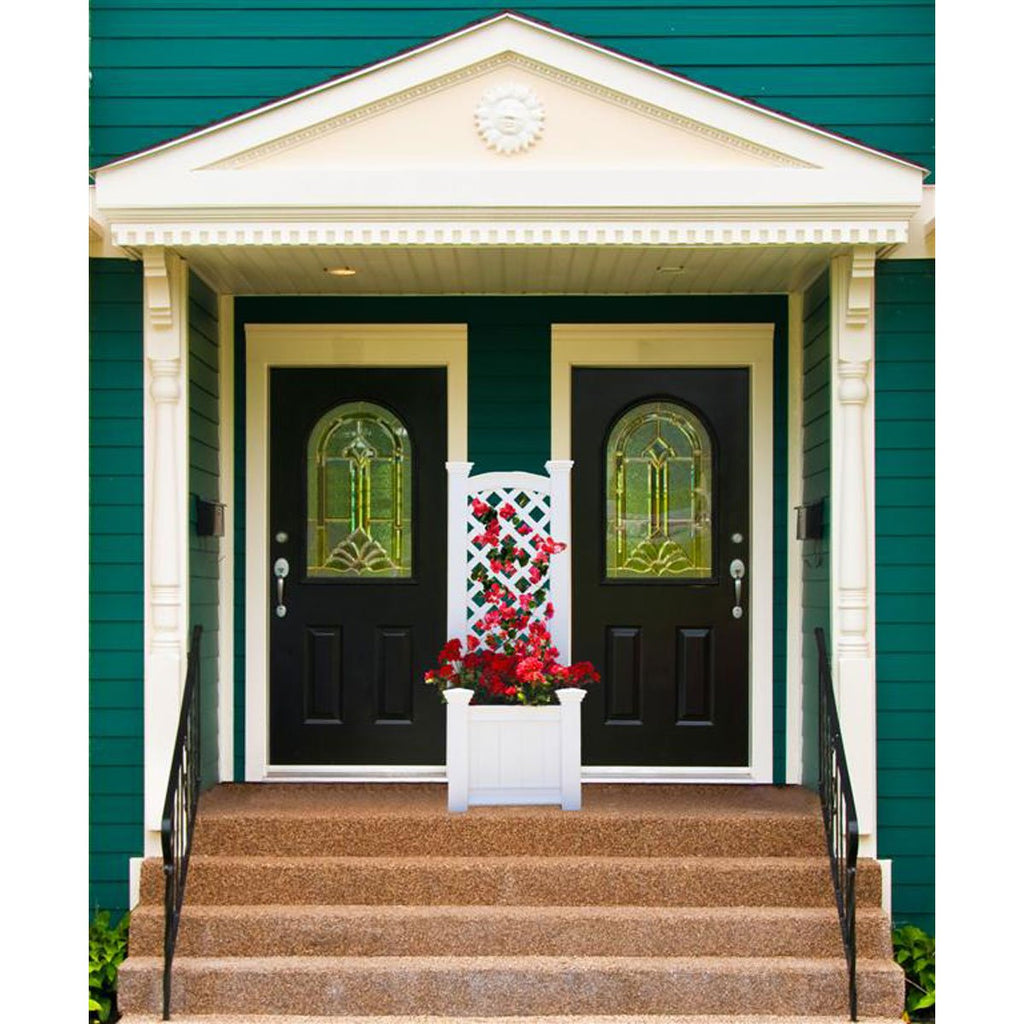 Kensington 23"W x 20"L Vinyl Planter Box with Trellis