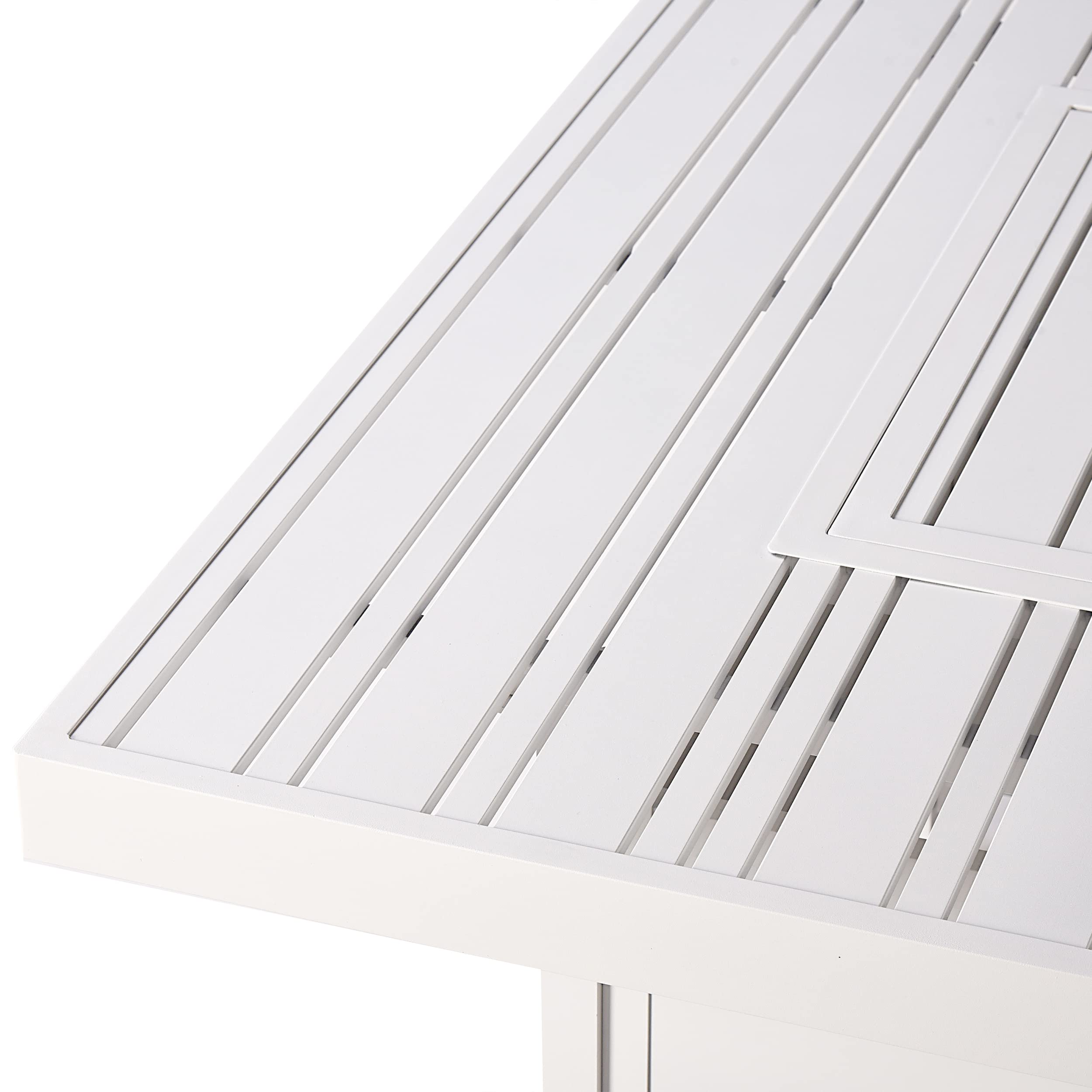 Oakland Living Square 42 in. x 42 in. Aluminum Propane Fire Pit Table with Glass Beads, Two Covers, Lid, 57,000 BTUs in White Finish