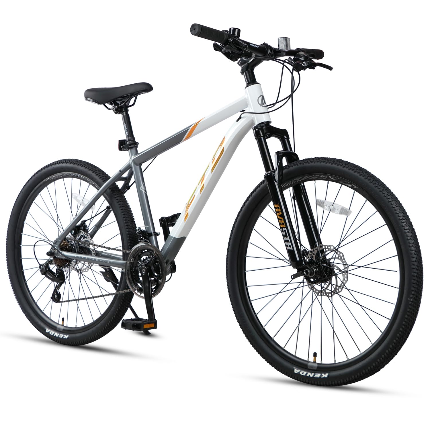 AVASTA 26-inch Mountain Bike for Man Male and Woman Female Adult with Lightweight Aluminum Alloy Frame and Dual Disc Brakes,Front Suspension,21-Speed Gear Shifters,Hidden Brake Cables,Golden