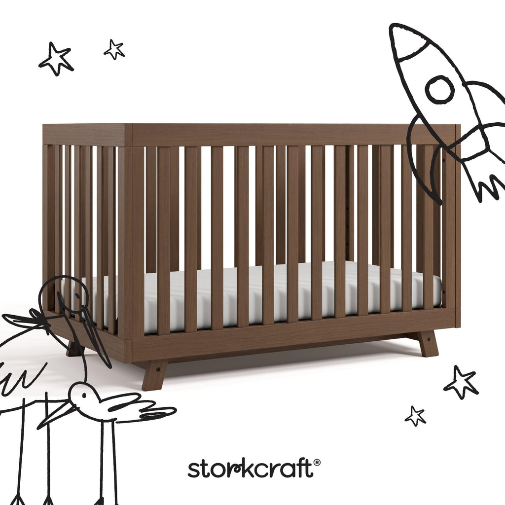 Storkcraft Beckett 3-in-1 Convertible Crib – GREENGUARD Gold Certified, Fits Standard Crib Mattress, Converts to Toddler Bed and Daybed, 4 Mattress Heights, Grow-with-Me Design (Hazelnut)