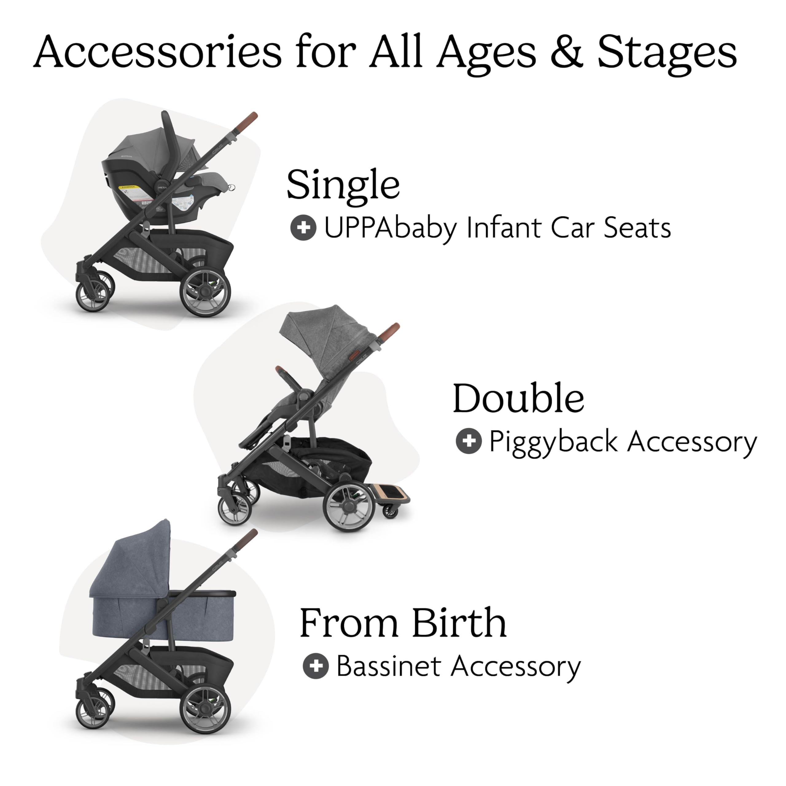UPPAbaby Cruz V3 Stroller - from Birth + Car Seat Compatible - Full-Size, Reversible Seat - Infant Insert, Bug and Rain Shields Included - Julian (Dusty Blue Mélange/Carbon Frame/Chestnut Leather)