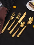 ELiTA Essentials 20-Piece Gold Silverware Set, Premium 18/10 Stainless Steel Flatware Set for 4, Mirror Polished Gold Cutlery, Dishwasher Safe Modern Tableware
