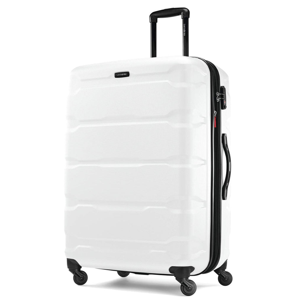 Samsonite Omni PC Hardside Expandable Luggage with Spinner Wheels, Checked-Large 28-Inch, White