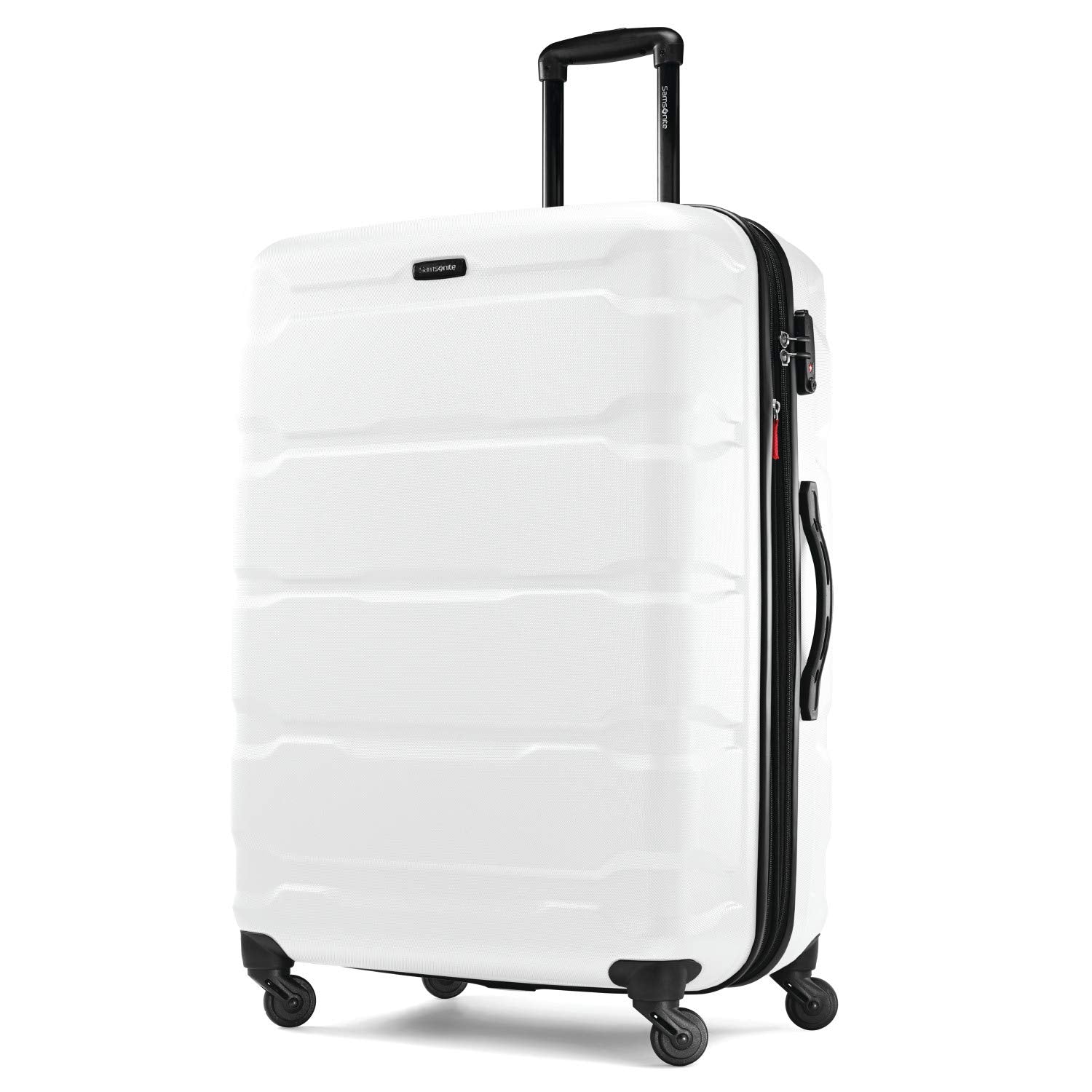 Samsonite Omni PC Hardside Expandable Luggage with Spinner Wheels, Checked-Large 28-Inch, White