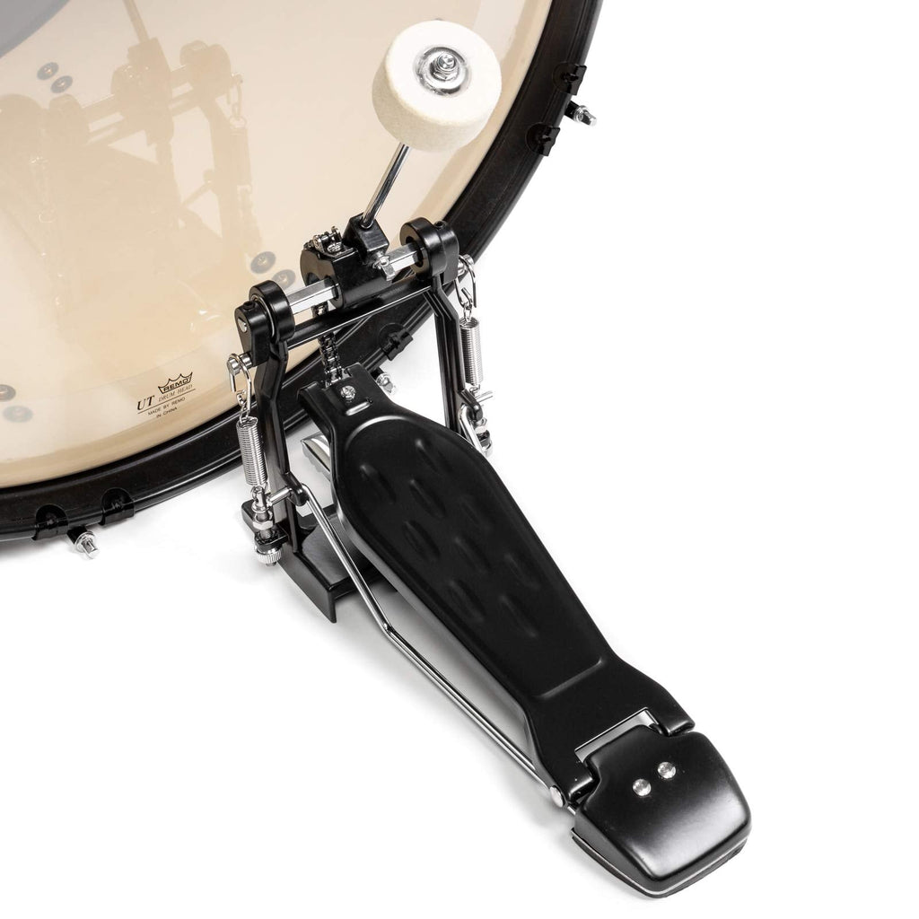 Ashthorpe 5-Piece Full Size Adult Drum Set with Remo Heads & Premium Brass Cymbals - Complete Professional Percussion Kit with Chrome Hardware - Silver