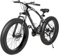 Outroad Mountain Bike Fat Tire with 4-Inch Tire 26 inch Wheels, 21 Speed with High Carbon Steel Frame, Double Disc Brake and Front Suspension Anti-Slip Bikes for Men and Women, Black
