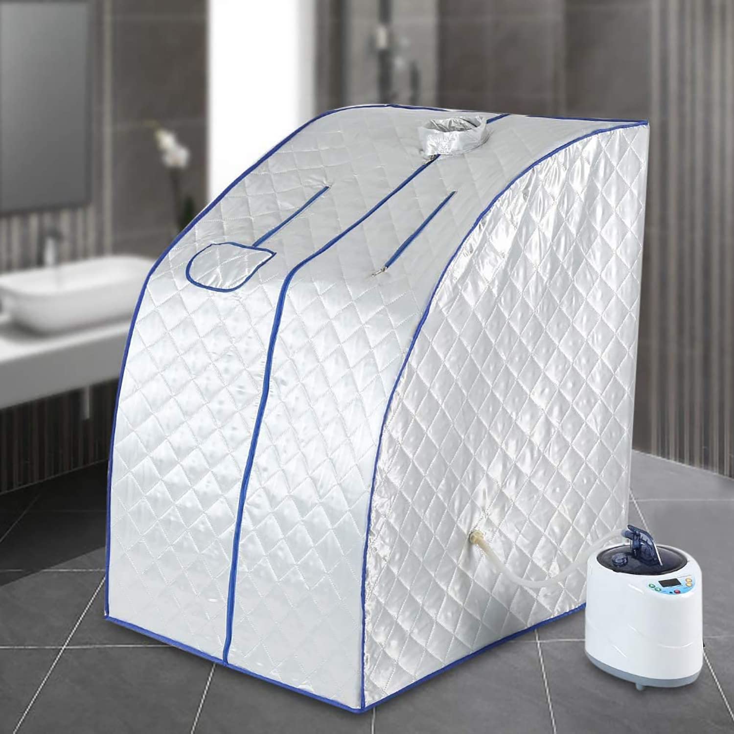 U5GAAALPPQ9 Portable Steam Tent Spa Sauna Machine 1-9 Level Temperature for No Water Automatically Power Off Lose Weight Toxin Stress Fatigue.
