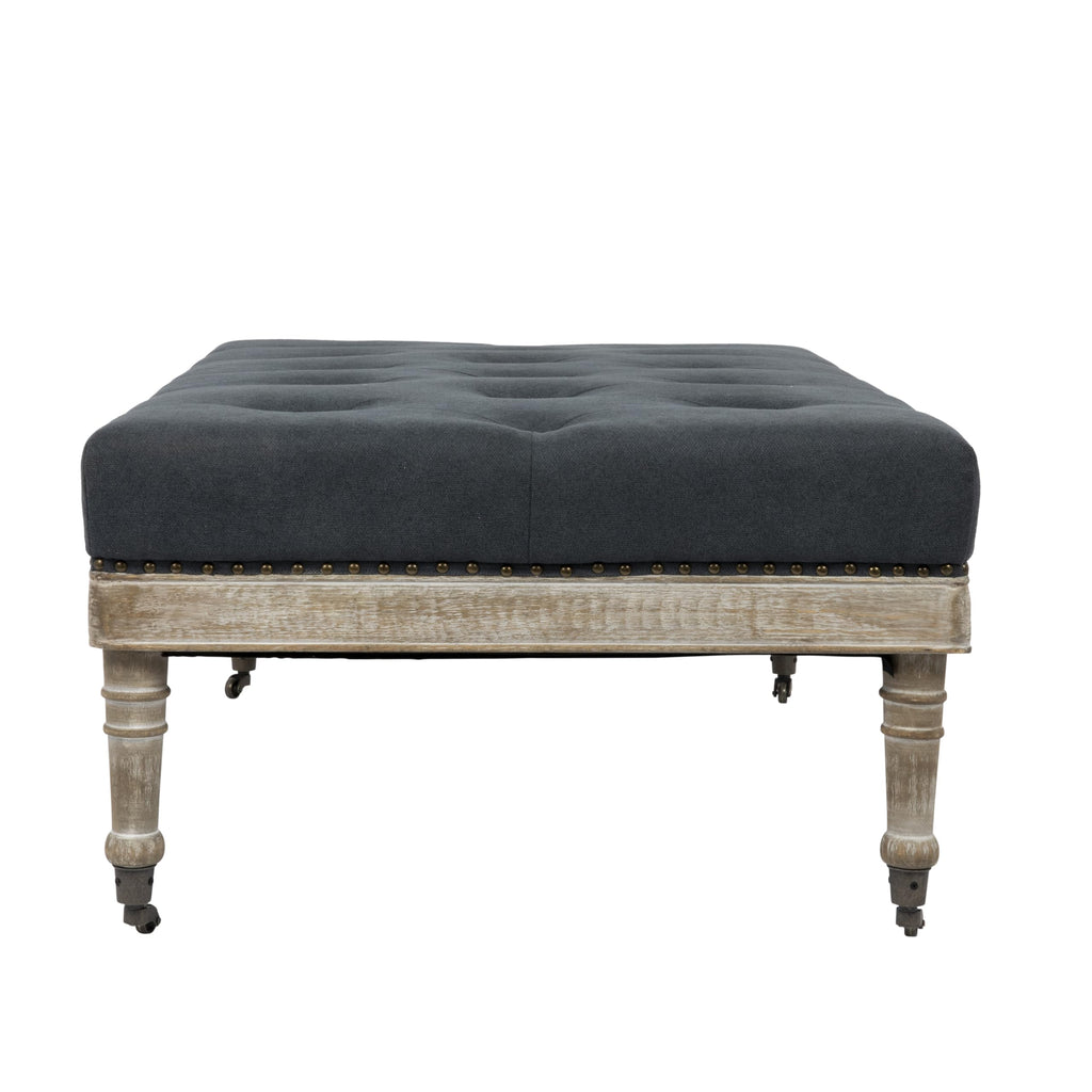 Creative Co-Op Antoinette Upholstered Ottoman Coffee Table, Grey