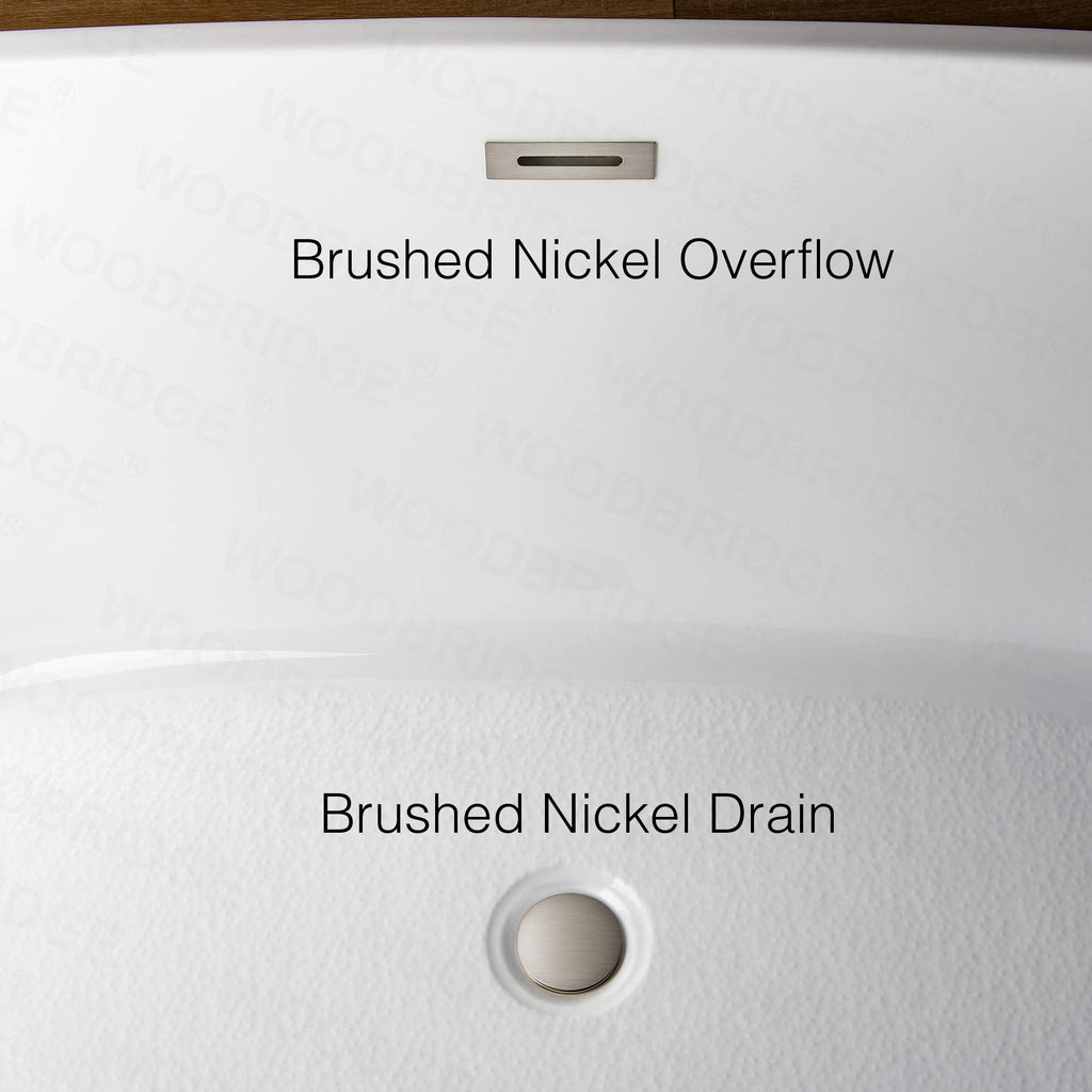 WOODBRIDGE 54"Freestanding White Acylic Soaking Bathtub with Brushed Nickel Drain and Overflow,B0006 -B-Drain &O