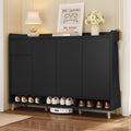 Ball & Cast 55" Modern Shoe Cabinet with Doors and Drawer, Freestanding Shoes Rack with Solid Wood Legs & Adjustable Shelf, Storage Sideboard for Entryway,Living Room,Hallway,Bedroom Black