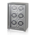 KOHUDIS Watch Winder for 2/4/6/9 Automatic Watches, high-end Leather Making, Super Quiet Mabuchi Motor, Two Power Modes, Built-in led Lights (Gray, 6 Slots)
