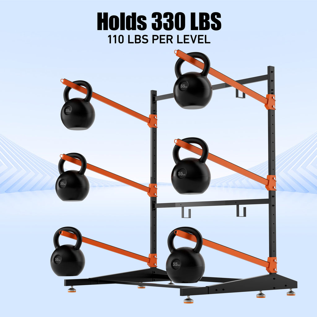 AlloyLake 3-Tier Freestanding Kayak Storage Rack, Heavy Duty Outdoor Canoe Stand for Garage & Dock, 330 lbs Capacity, Rust-Proof 304 Stainless Steel Hardware (Orange)