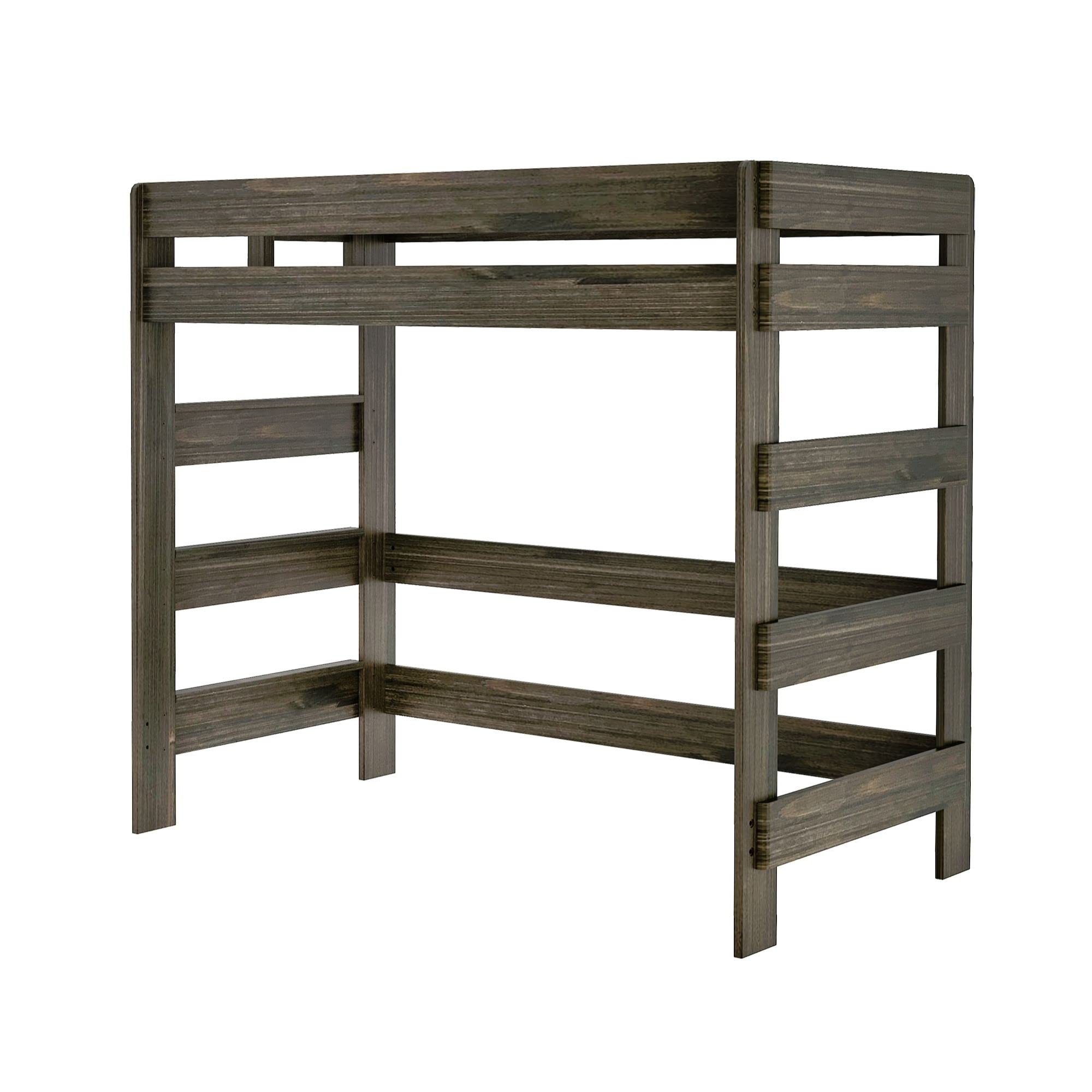 Max & Lily Modern Farmhouse High Loft Bed, Twin Bed Frame For Kids, Barnwood Brown