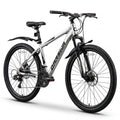 QARSWA 26 Inch Mountain Bike, Lightweight Aluminum Frame MTB with 21-Speed Trigger Shifter & Dual Disc Brakes, Comfort Foam Seat Adult Bicycle for Men and Women, Trail & Outdoor Riding, Matte Silver