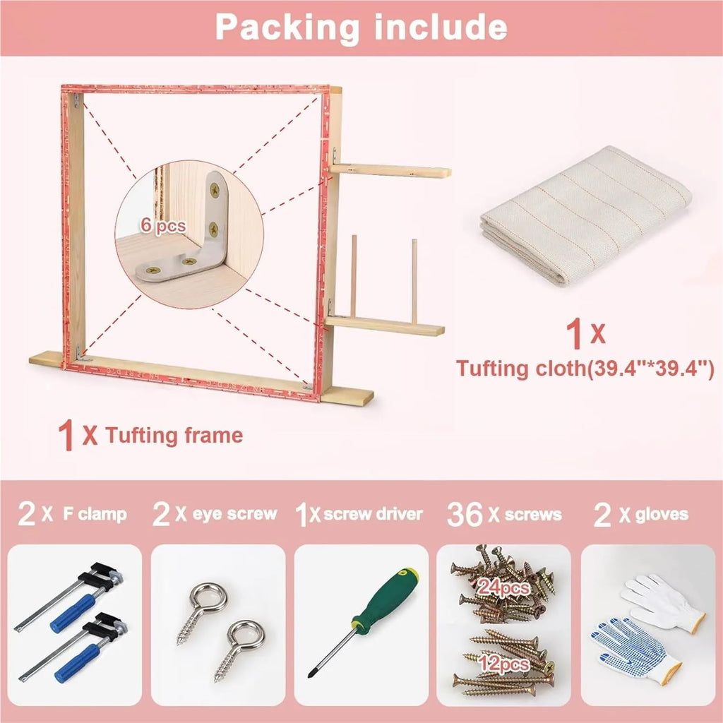 Cross Stitch Frame 80/90cm Tufting Frame Large tuft Rug Punch Needle Carpet Making(90x90cm)