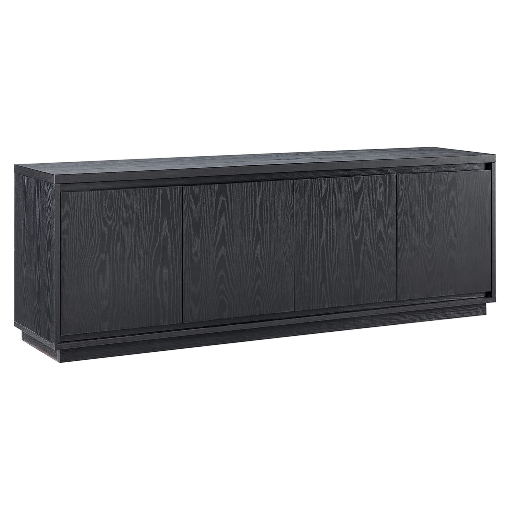 Henn&Hart TV Stand for TVs up to 75" with 2 Concealed Storage Cabinets and Adjustable Shelves for Living Room, Family Room, or Office, Natural Black
