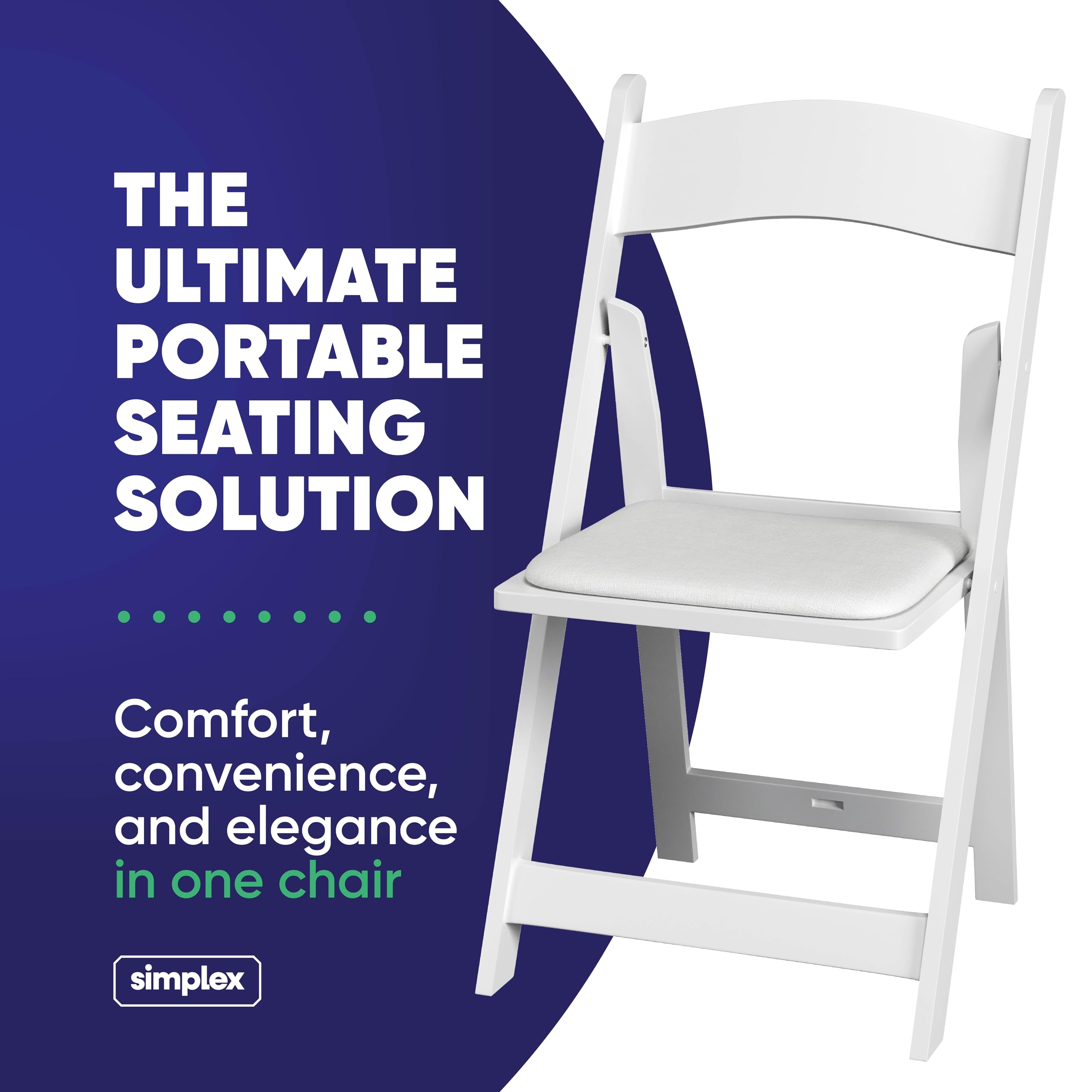 48 White Resin Folding Chairs, Stackable Event & Party Chairs, 800 LB Weight Capacity, Indoor Outdoor
