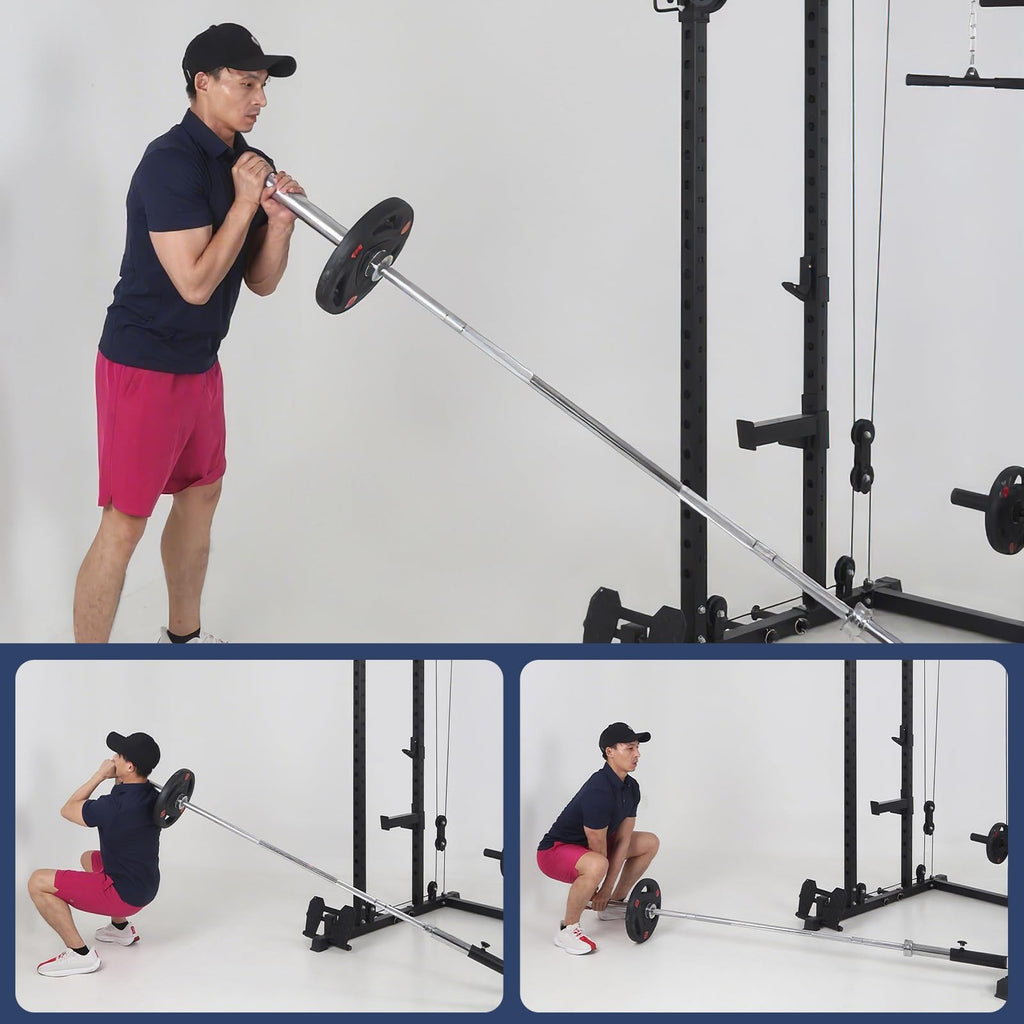 PeakPursuit 2000 LBS Power Cage,All in One Squat Power Rack with Dual Pulley Cable Crossover System,Heavy-Duty Steel Construction Squat Rack for Strength Training Home Gym