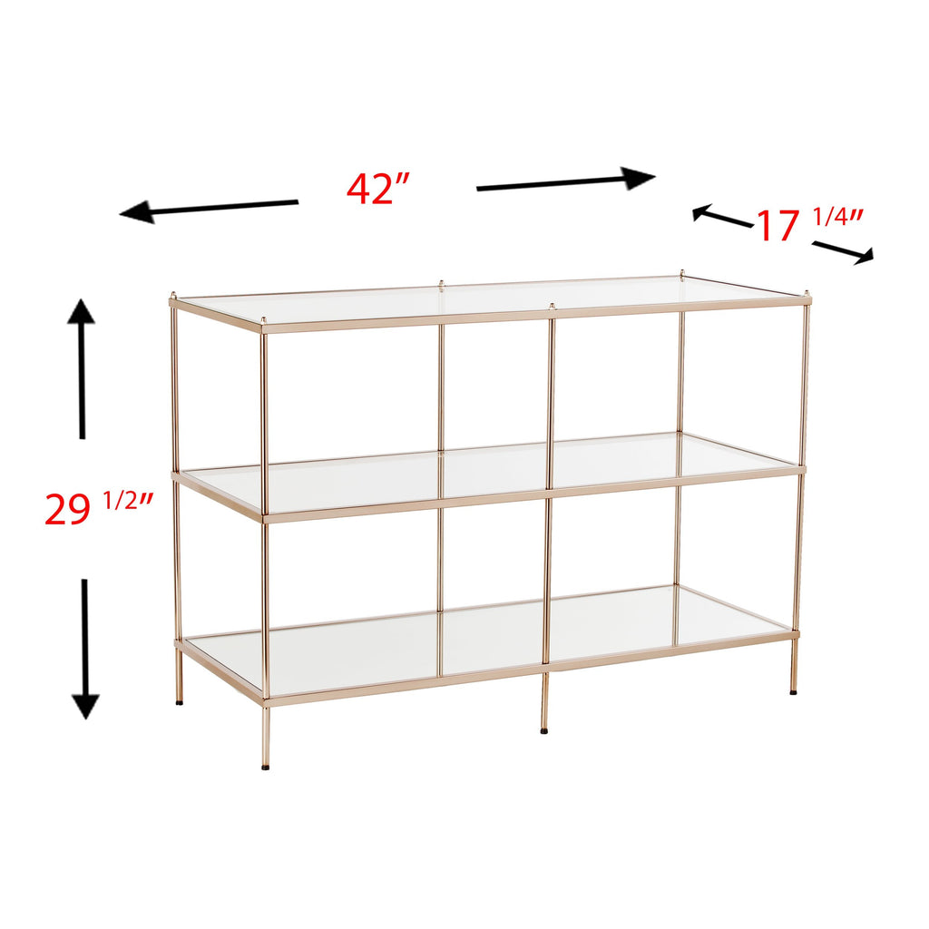 SEI Furniture Knox Glam Mirrored 3-Tier, Console Table, Gold