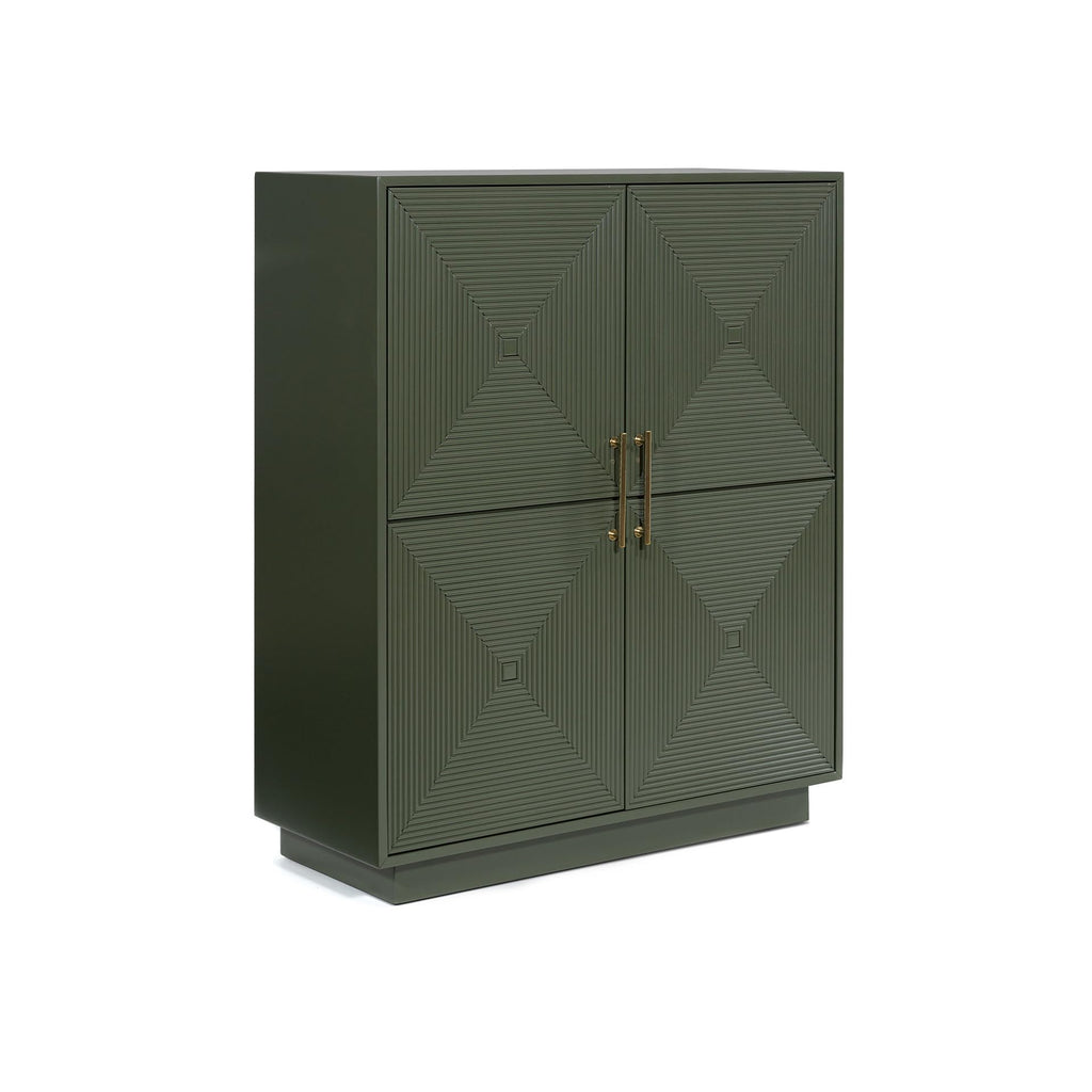 Signature Design by Ashley Geirwood Contemporary Accent Cabinet with Shelf and Geometric Pattern, Green