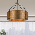 Kunlinzhu Drum Chandeliers for Dining Room,22 in Copper Bronze Metal Dining Room Light Fixture Over Table, Industrial Modern Farmhouse Pendant Light for Kitchen,Entryway,Living Room