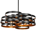 CNRATYE 6-Light Modern Farmhouse Chandeliers for Dining Room, Rustic Multiple Rings Pendant Lighting, Industrial Metal Round Chandelier for Kitchen Entryway, Black with Gold Interior