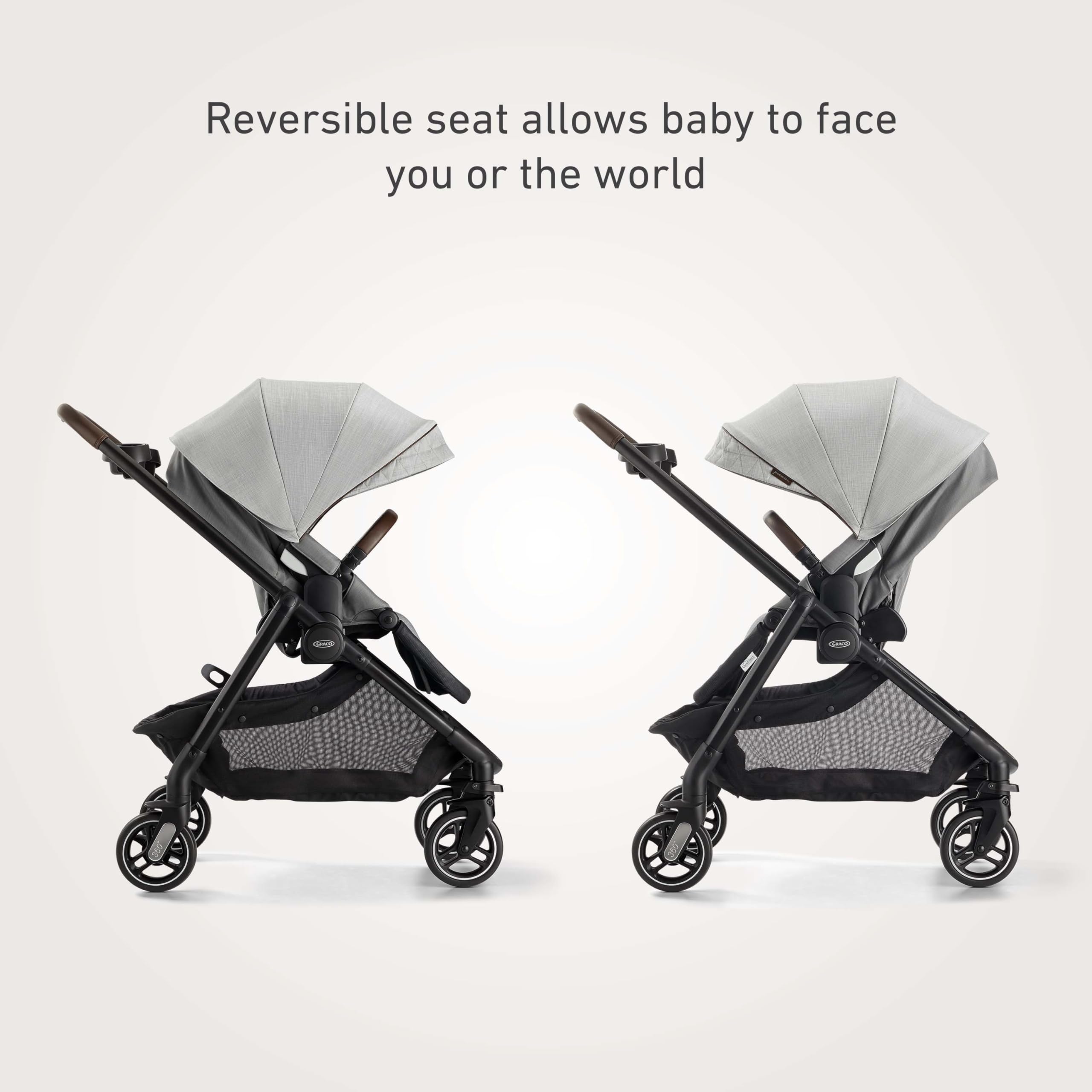 Graco® Premier Modes Merge Stroller with EZ Spin Wheels for 360 Rotation, 3 Modes: Infant Car Seat Carrier, Carry Cot, to Toddler Stroller, Reversible Baby Stroller Seat, Midtown