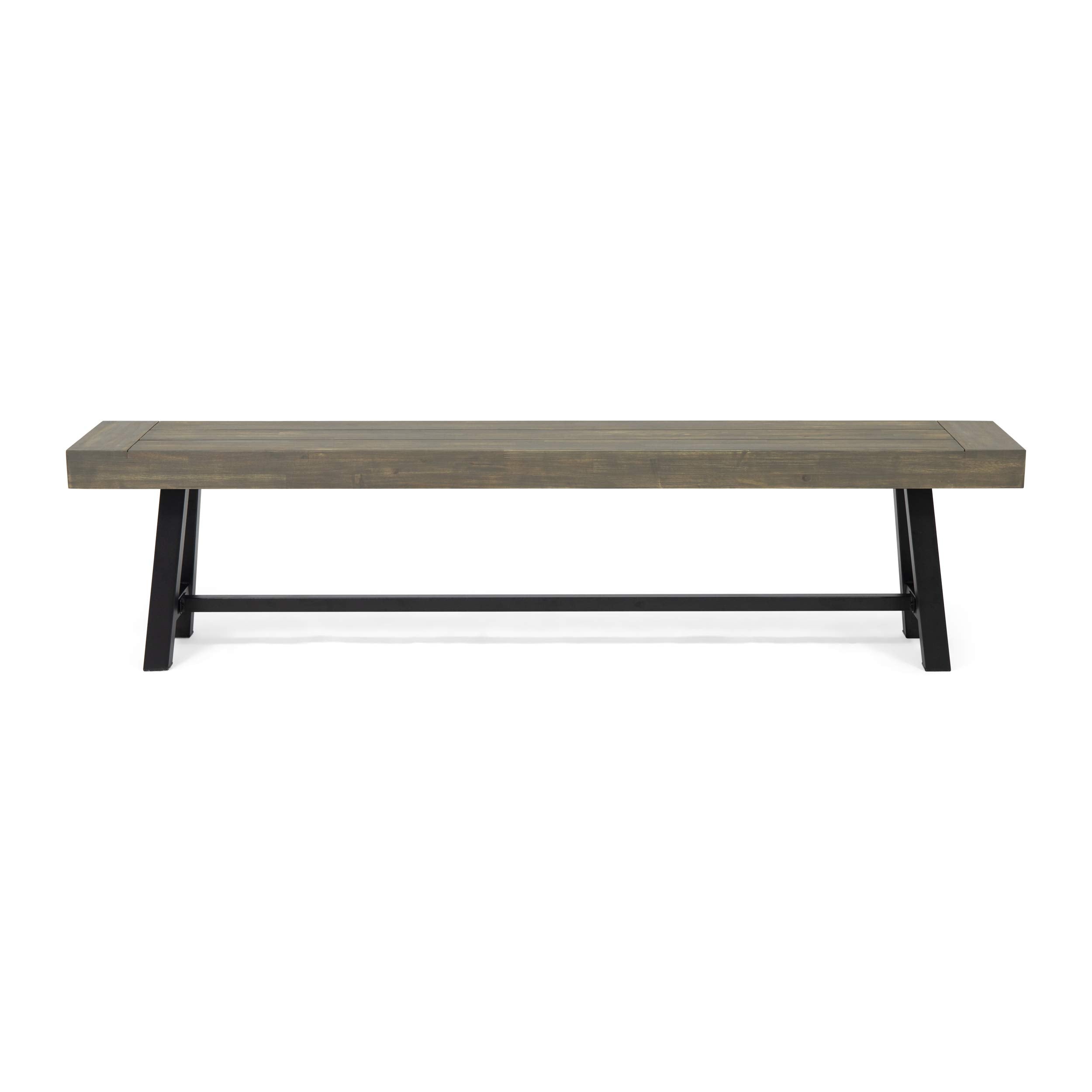 Christopher Knight Home Carlisle Outdoor Acacia Wood Picnic Dining Set, Gray and Rustic Metal