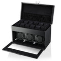 Watch Winder and Storage Box for Winding 3 Automatic Watches and 12 Watch Storage Space (Black+ Black)