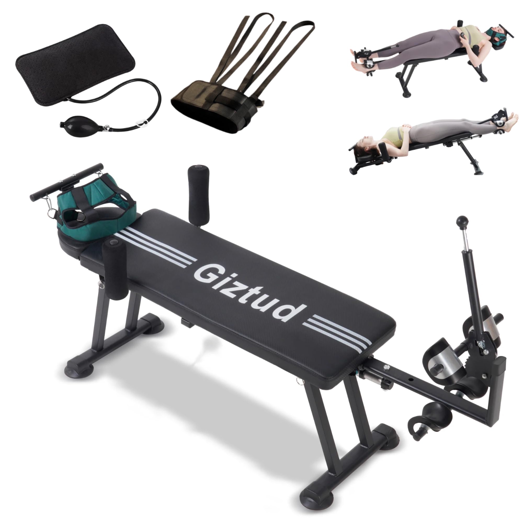 Giztud Fitness Electric Back Stretching Bench, 400 LBS Heavy Duty Power-Assisted Body Stretcher Machine with 30-Degree Inversion Angle, Elevated Extension Equipment for Home Gym Wellness
