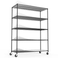 5 Tier 7500lbs Capacity NSF Metal Shelf Wire Shelving Unit, Heavy Duty Adjustable Storage Rack with Wheels & Shelf Liners for Commercial Grade Utility Steel Storage Rack, Black - 82"H x 60"L x 24"D