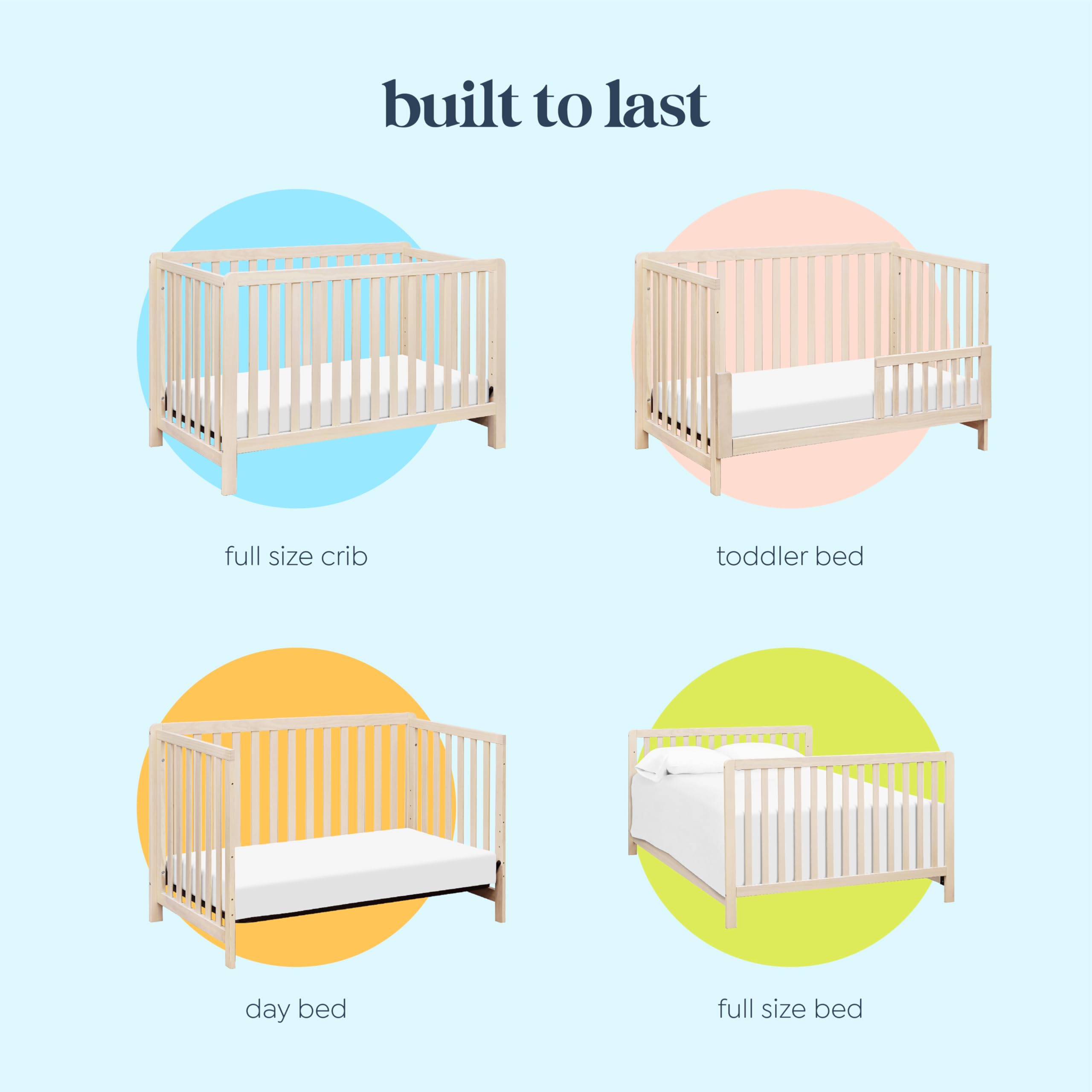 Carter’s by Davinci Colby 4-in-1 Convertible Crib - GREENGUARD Gold Certified Convertible Baby Crib to Toddler Bed, Daybed, Full-Size Bed - Wooden Baby Bed w/Four Adjustable Heights - Washed Natural