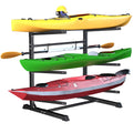 TRUSOON Outdoor Freestanding Kayak Rack, Heavy Duty Kayak Stand for 3 Kayaks, Canoe, Surfboard, Paddle Board Storage, Hold up to 600lbs, Black