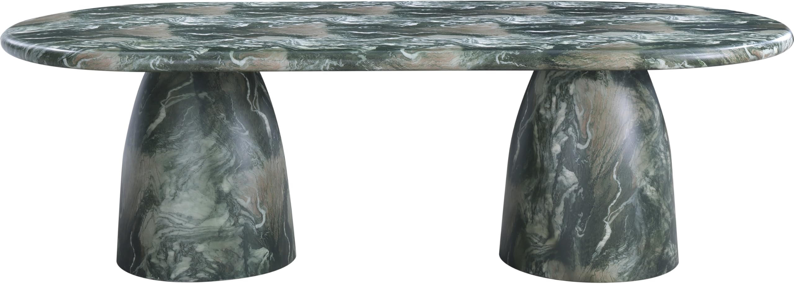 Meridian Furniture 708Green-T Cosenza Collection Art Deco 96" Indoor/Outdoor Concrete Dining Table with Green Marble Finish, 96" W x 44.5" D x 30" H