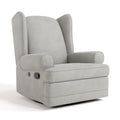 Storkcraft Serenity Upholstered Swivel Glider with USB Charging Port (Steel) – Fully Upholstered Wingback Nursery Glider Recliner with Manual Recline Function, Rocking Chair, 360 Swivel Base
