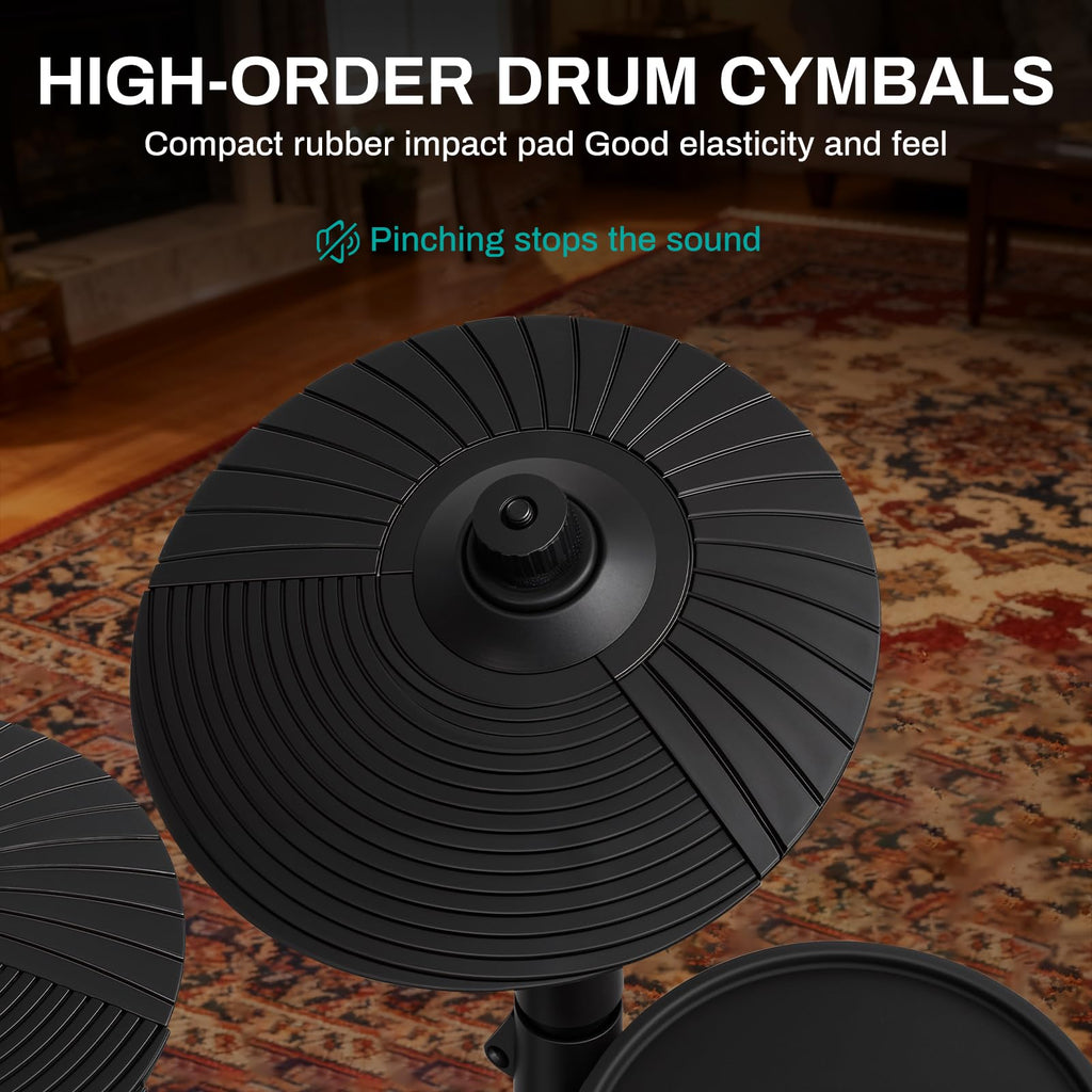 AODSK Electric Drum Set for Beginners with 241 Sounds,4 Quiet Drum Pads,2 Pedal,Throne,Sticks,Electronic Drum with Headphone,AED-400pro