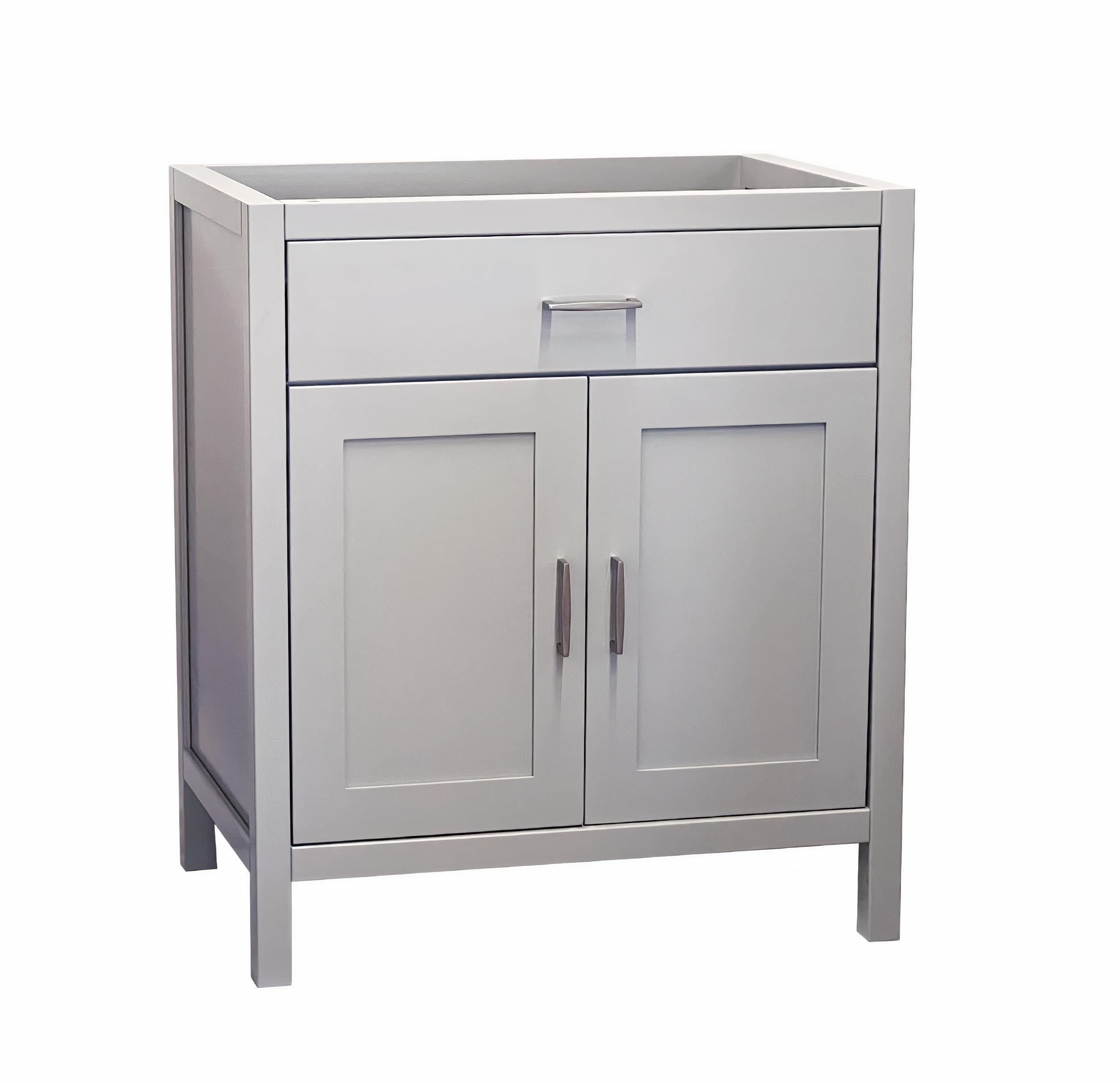 24" Light Grey Bathroom Vanity Base Only – Freestanding Solid Wood Sink Cabinet with Tip-Out Drawer, Shaker Style Storage, No Top or Sink, 24" W x 21" D x 34.5" H