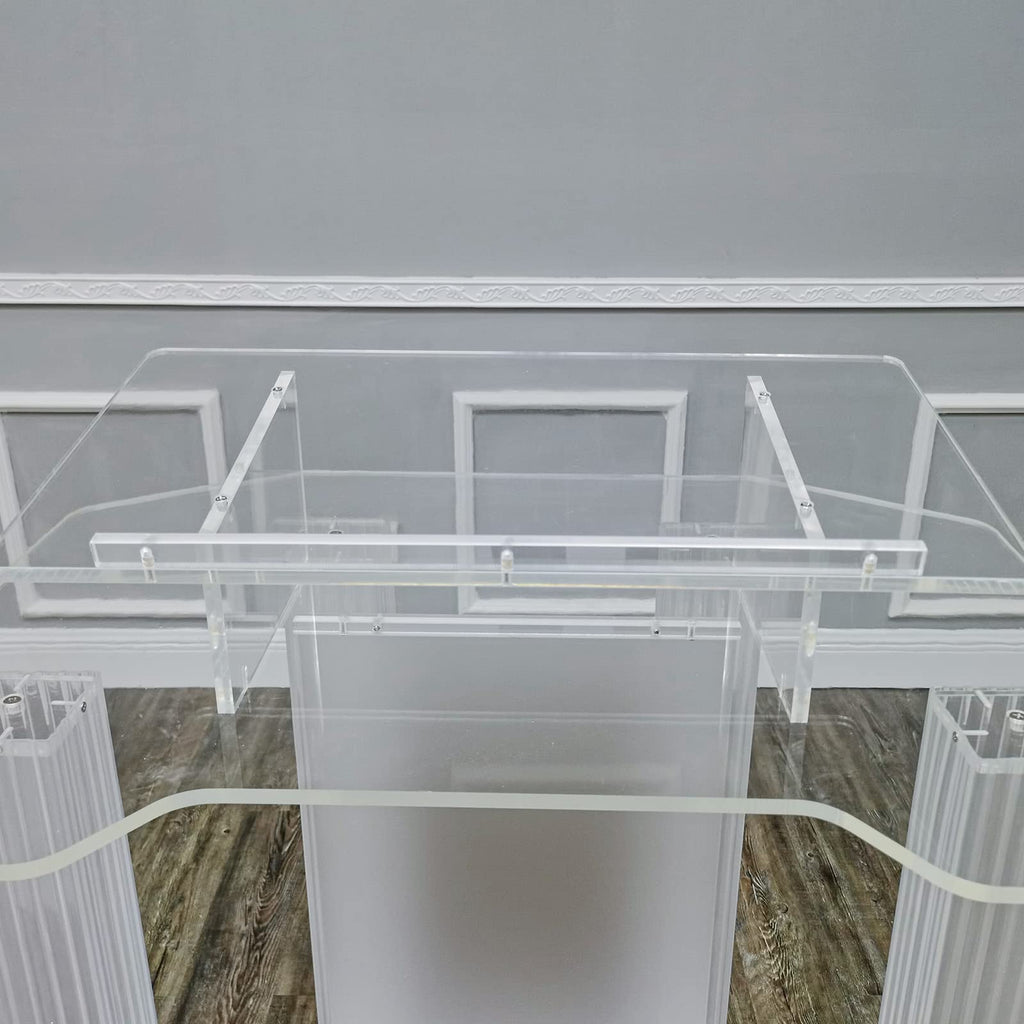DHXIAMZ Acrylic Podium Stand with Wheels for Restaurants Weddings Offices and Classrooms Wide Reading Surface for Presentations and Lectures