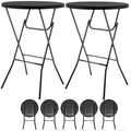 BTEXPERT Set of 5, Black 2.63 Foot Round Plastic Bar Height Folding Table Commercial Portable for Banquet Patio Backyard Dining Wedding Party Events Home Kitchen Indoor Outdoor, Thick Top Metal Frame