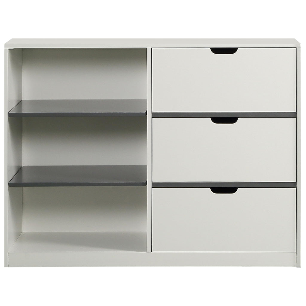 Acme Ratana 3-Drawer Contemporary Wood Cabinet in White/Gray