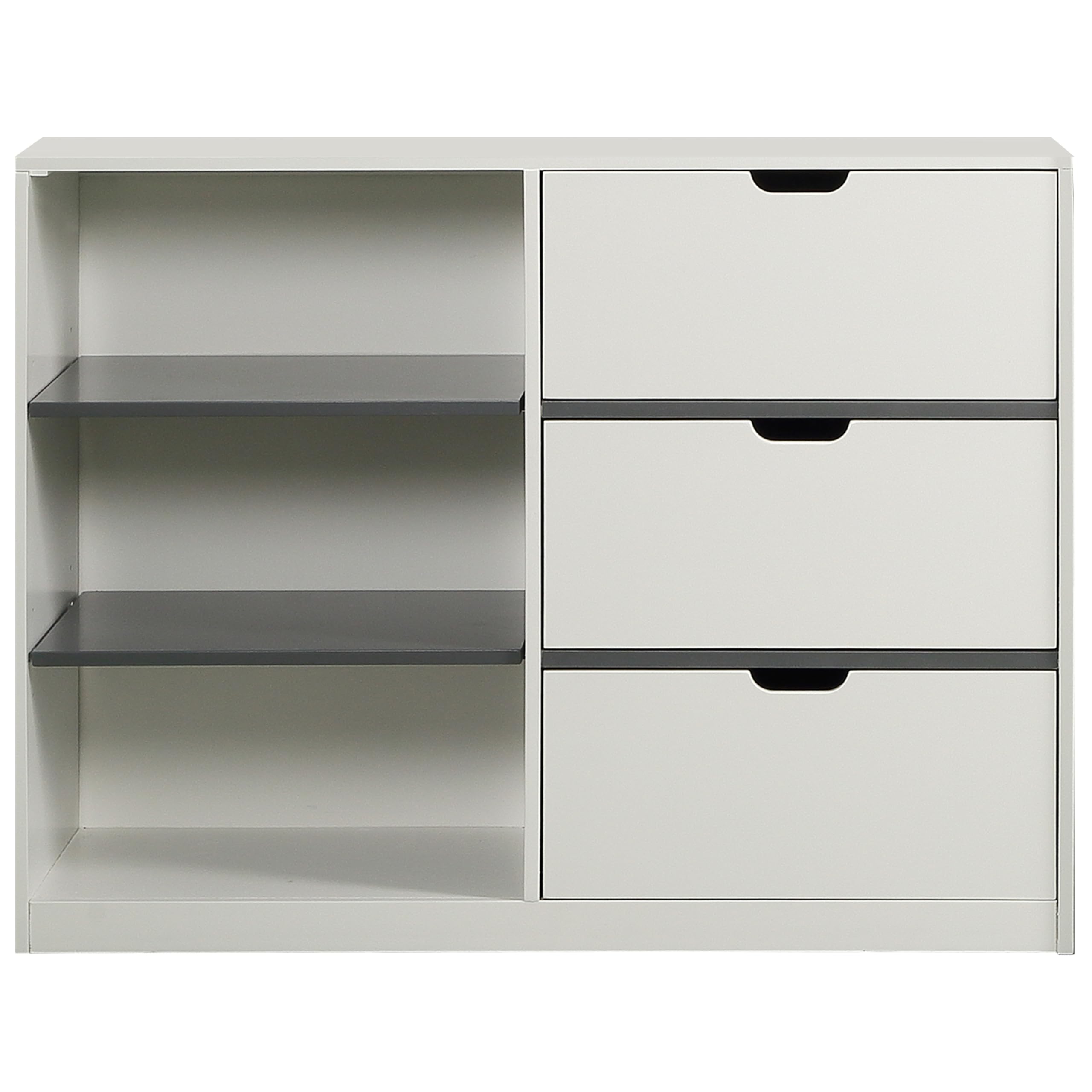 Acme Ratana 3-Drawer Contemporary Wood Cabinet in White/Gray