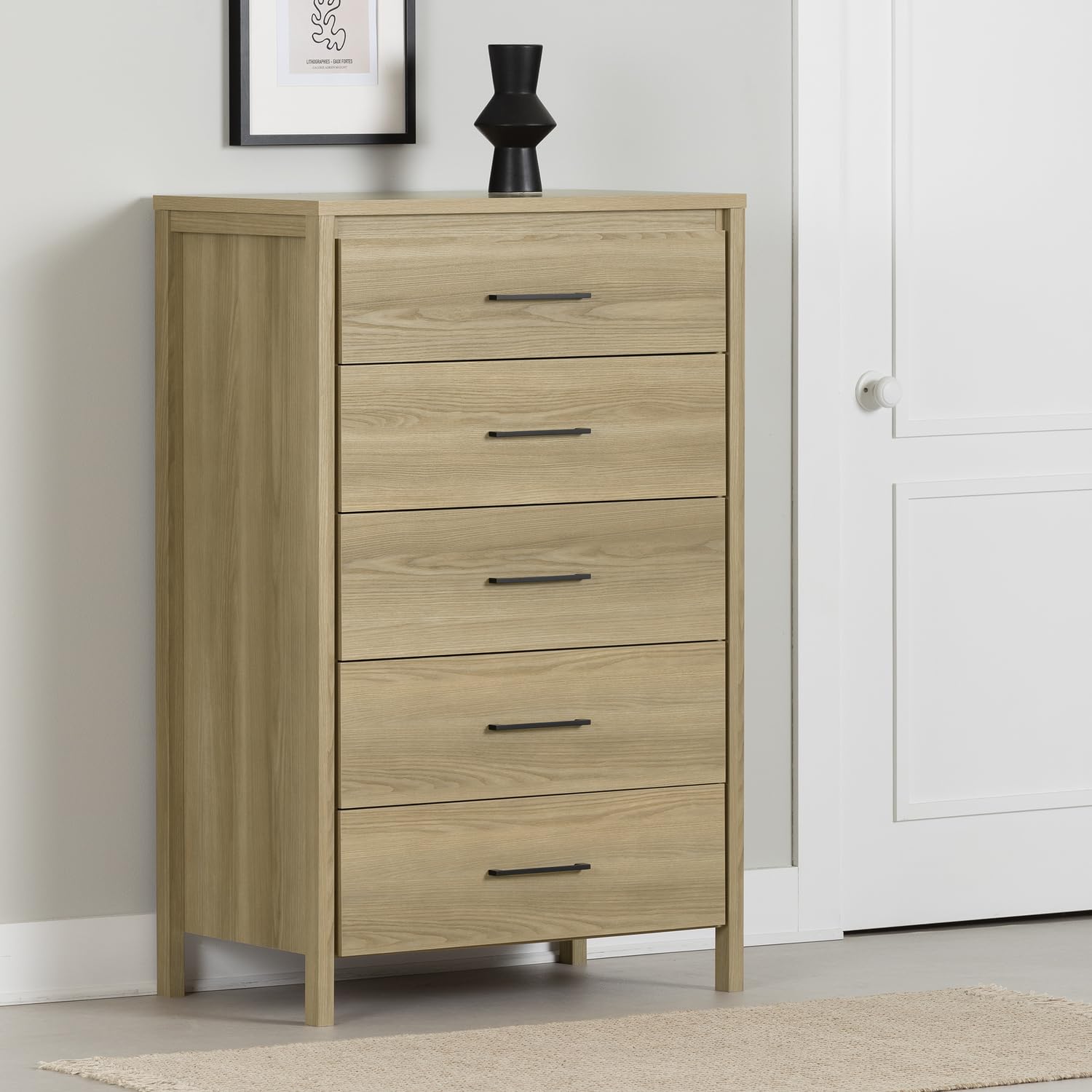 South Shore Gravity 5-Drawer Chest Natural Ash, Contemporary