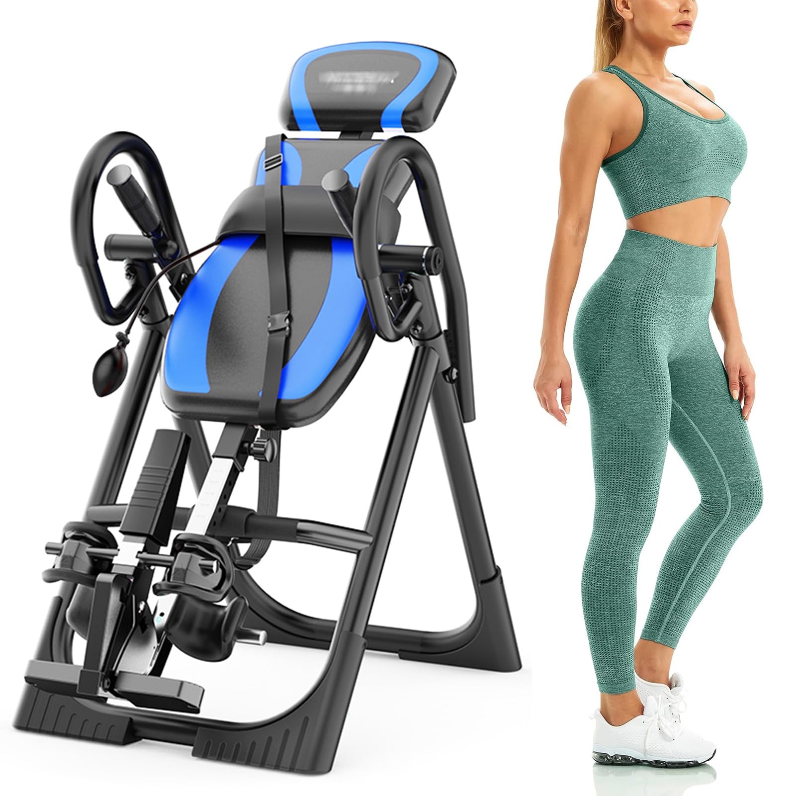 RIEJIN Foldable Heavy Duty 330 lbs Capacity Inversion Table with Removable Shoulder Rest and Lumbar Support