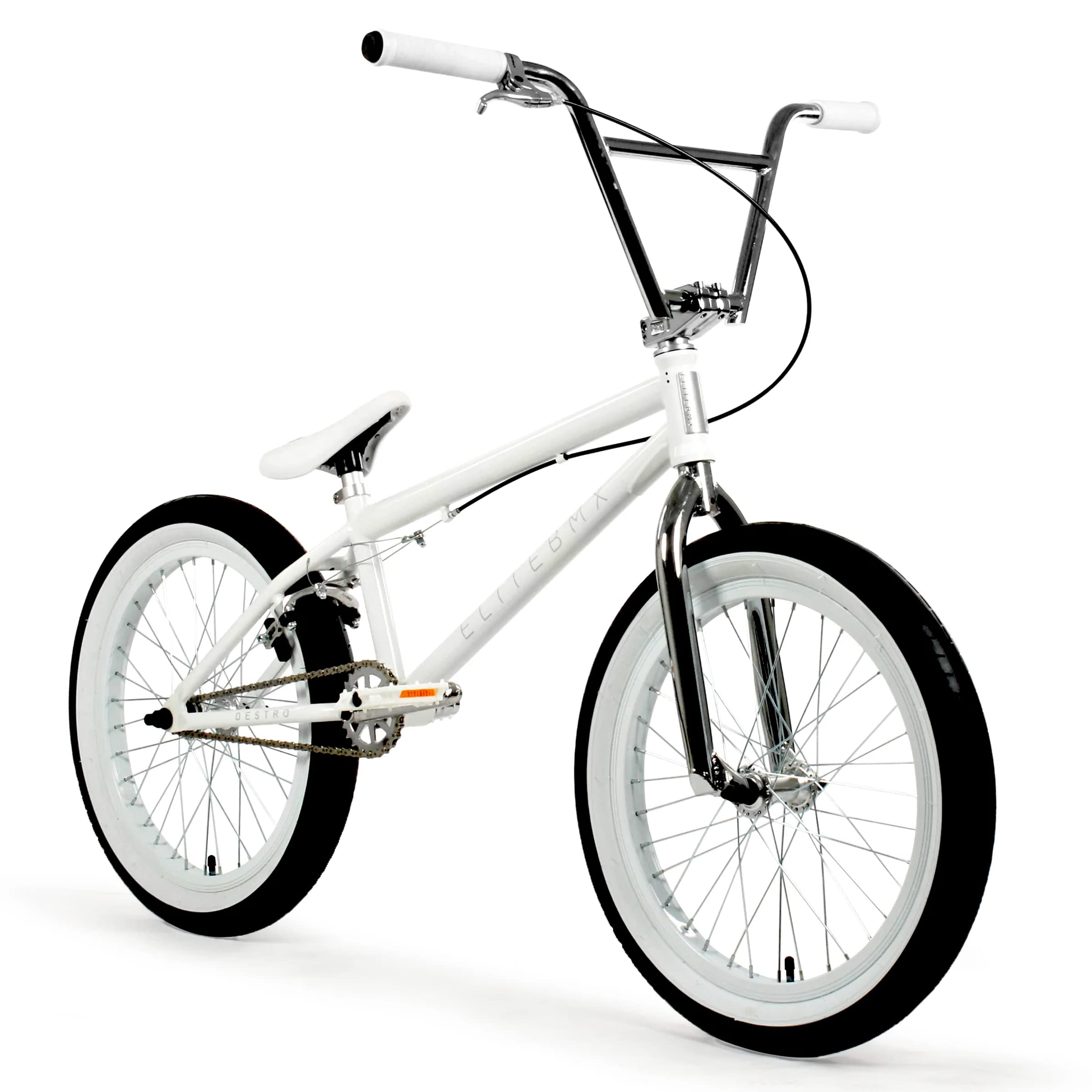 Elite BMX Bicycle 18", 20" & 26" BMX Bike - Freestyle BMX Bike All Models Come with 3 Piece BMX Crankset (20", White)