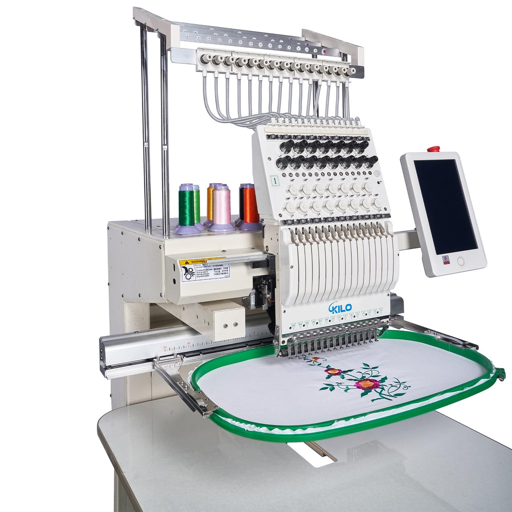 2024 Ultra Commercial Embroidery Machine with 15 Needles 13" x 20" LCD Embroiderer Pattern for Cap Hat T-Shirt Laser Positioning 1501