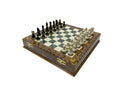 Antochia Crafts 16.5 Inches Large Chess Set - Luxury Chess Pieces with 2 Extra Queens and Wooden Chess Board with Mosaic Details (Green)