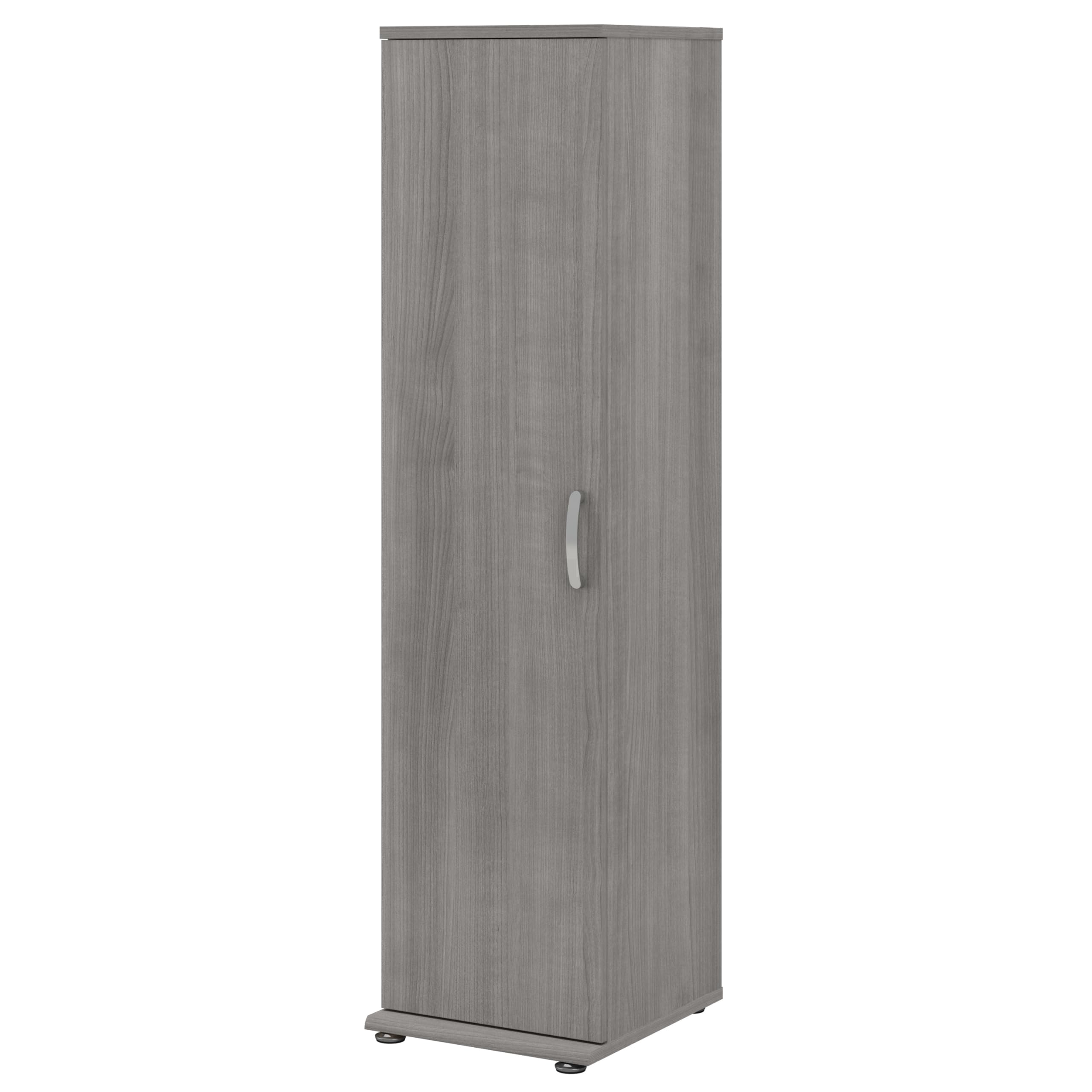 Bush Business Furniture Universal Narrow Linen Tower with Door and Shelves in Platinum Gray