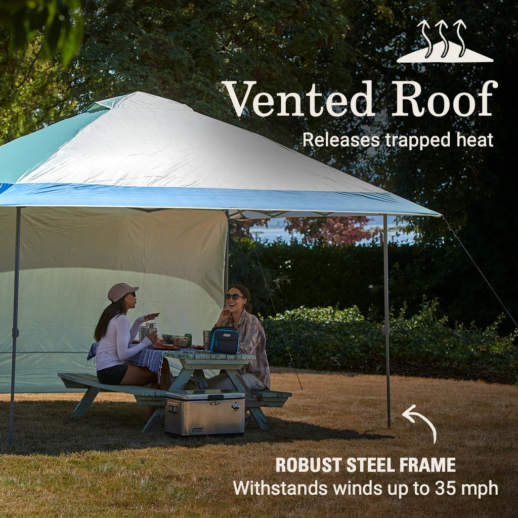 Coleman Oasis Instant Pop-Up Canopy Tent with Side Wall Attachment, Portable Shelter with Easy Setup & Takedown, Wheeled Carry Bag Included, 10x10/13x13ft Sizes