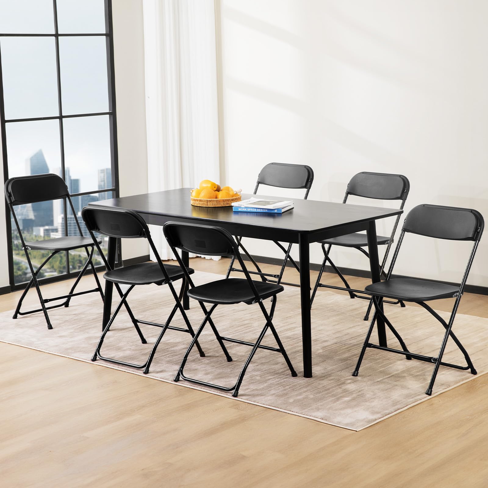 DUMOS Folding Chairs Sets of 10, 330lbs Plastic Stackable Portable Patio Dining Sets, Fold Up for Indoor Outdoor, Camping, Garden, Party, Meeting, Black